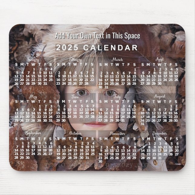 Mousepad Calendário de Fotografias Mensal de 2025 Anos | Pe (Frente)