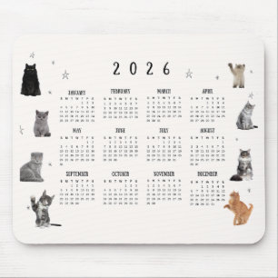 Mousepad Calendário de Gato Engraçado 2026