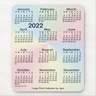 Mousepad Calendário de grande Impressão do Rainbow Cloud 20