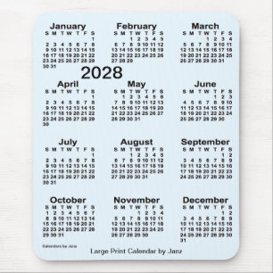 Mousepad Calendário de Impressão Alice Azul Grande 2028 p