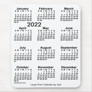 Mousepad Calendário de Impressão branco 2022 por Janz