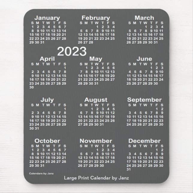 Mousepad Calendário de Impressão de Carvões 2023 por Janz (Frente)