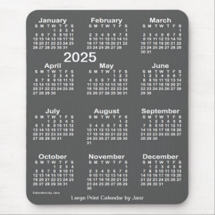 Mousepad Calendário de Impressão de Carvões 2025 por Jan