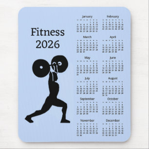 Mousepad Calendário de Levantamento de Peso Fitness 2026
