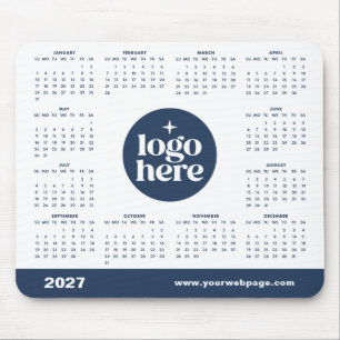 Mousepad Calendário de Marketing de Logo Empresarial Azul 2