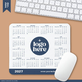 Mousepad Calendário de Marketing de Logo Empresarial Azul 2