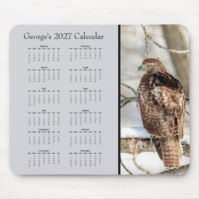 Mousepad Calendário de Mesa Personalizado Falcão-de-cauda-v (Frente)