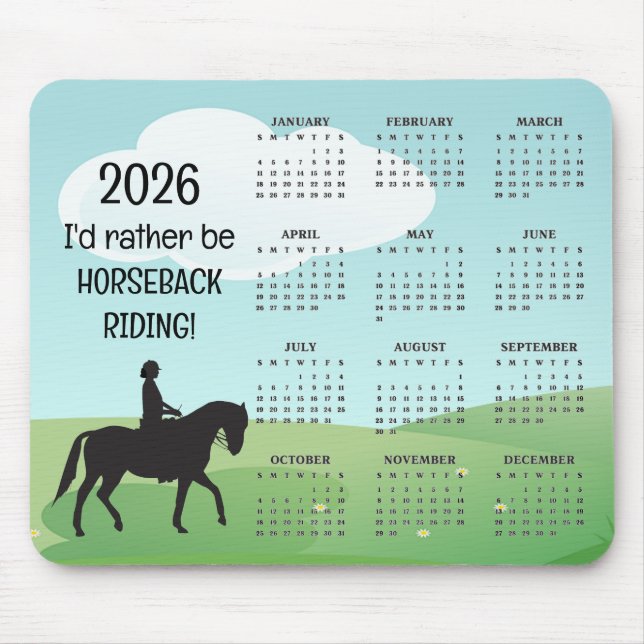 Mousepad Calendário de Montaria a Cavalo 2025 (Frente)