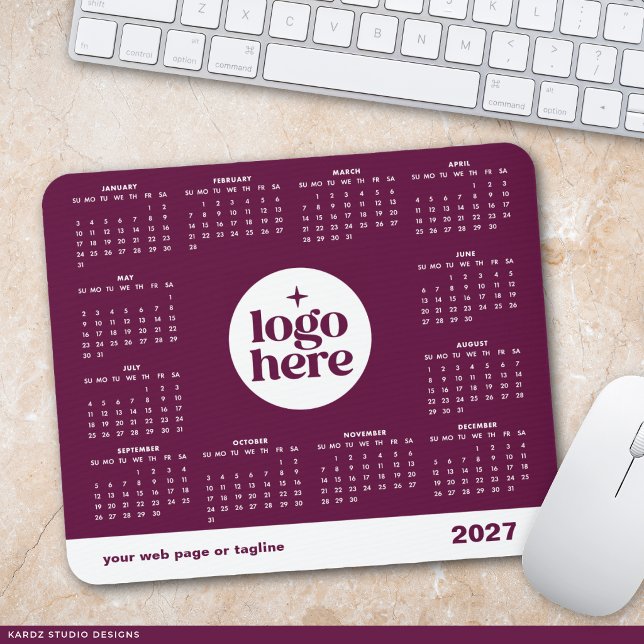 Mousepad Calendário de Mouse com Logotipo Empresarial 2027 (Criador carregado)