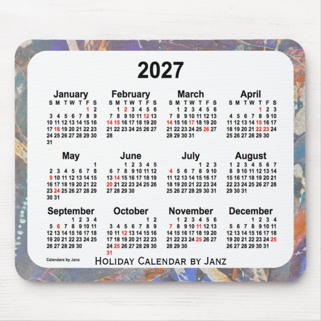 Mousepad Calendário de Natal de 2027 por Janz (Frente)