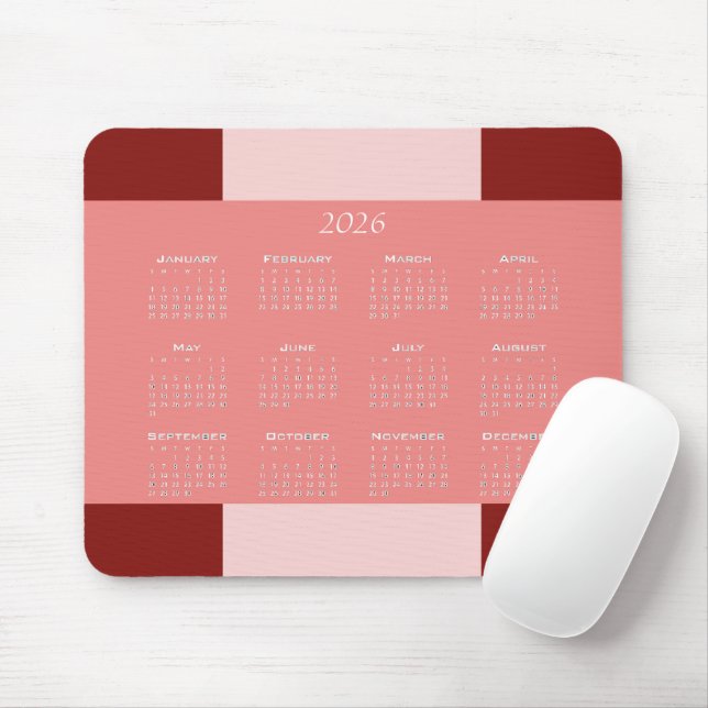 Mousepad Calendário de negócios de tons rosa (Com mouse)