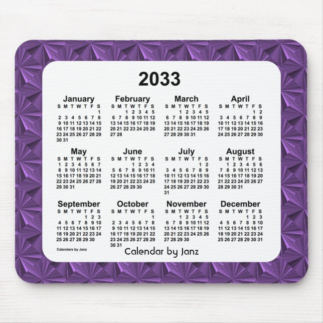 Mousepad Calendário de Ouros Roxos de 2033 por Janz (Frente)