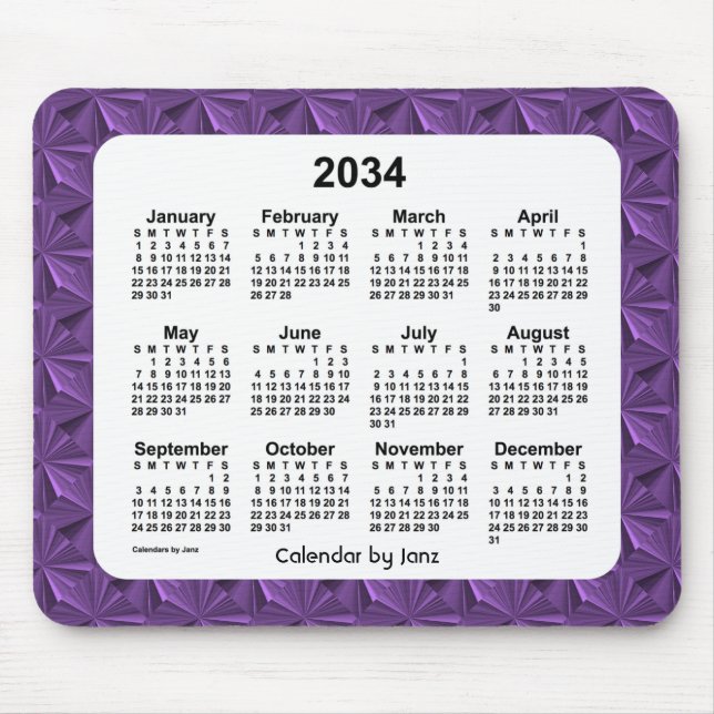 Mousepad Calendário de Ouros Roxos de 2034 por Janz (Frente)
