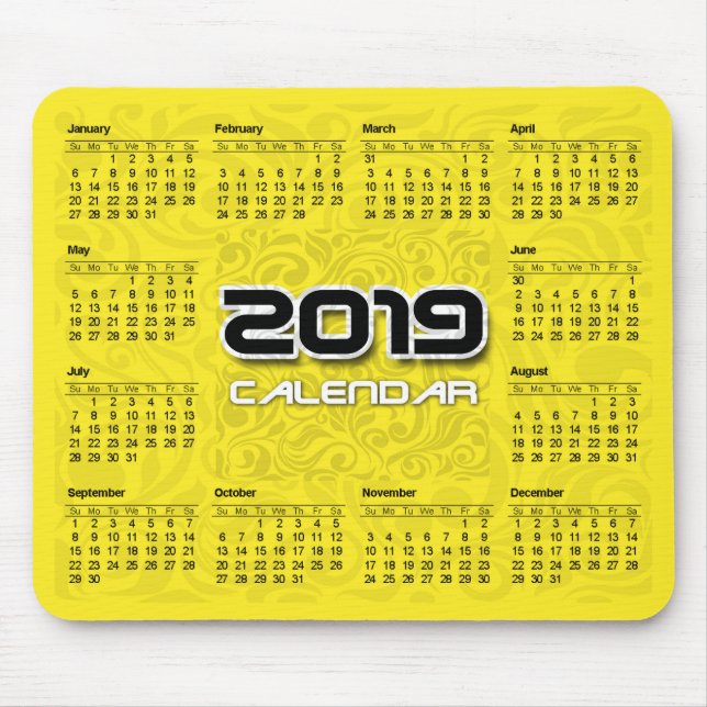 Mousepad Calendário de Pad do Mouse 2019 (Frente)