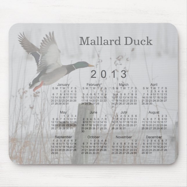 Mousepad Calendário de Pássaros de 2013 (Frente)