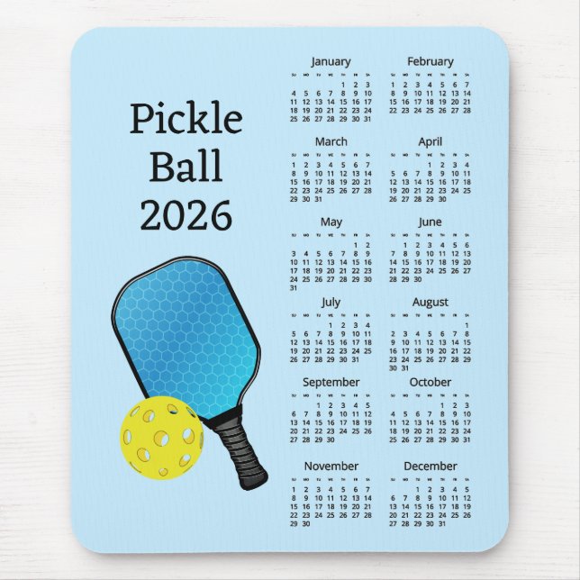 Mousepad Calendário de Pickleball 2026 (Frente)