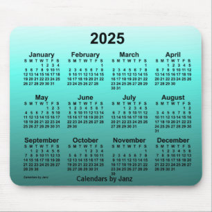 Mousepad Calendário de Teal de 2025 desbotado por Janz Mous