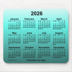 Mousepad Calendário de Teal de 2026 desbotado por Janz Mou