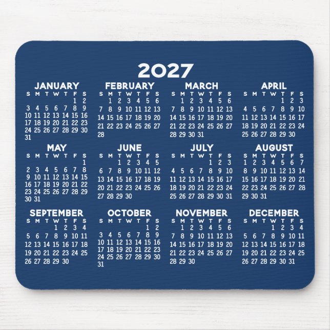 Mousepad Calendário de Visualização Anual Completa - horizo (Frente)