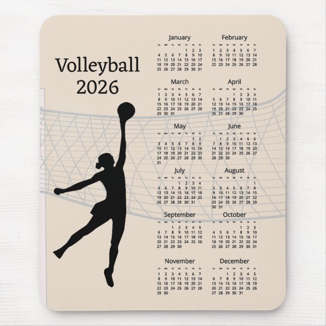 Mousepad Calendário de Volei 2026 (Frente)