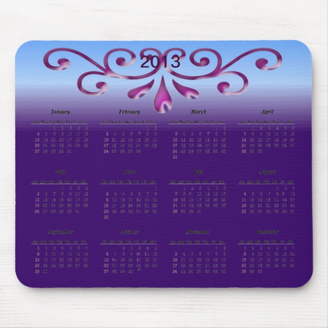 Mousepad Calendário Decorativo 2013 (Frente)