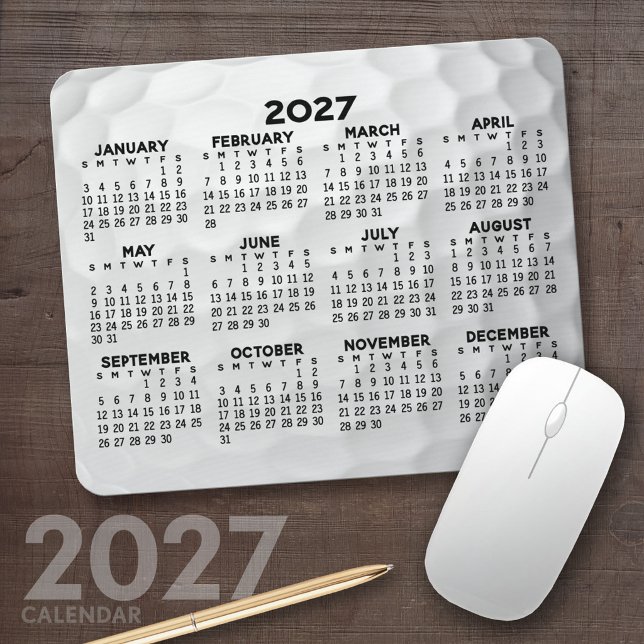 Mousepad Calendário do Ano Completo 2027 - horizontal (2027 Calendar Mousepad)