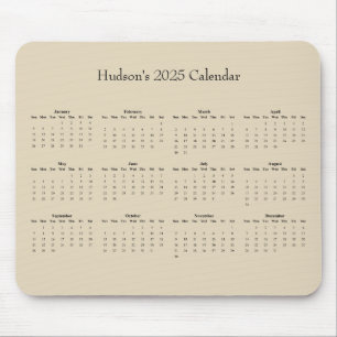 Mousepad Calendário do ano de cheio personalizável 2025