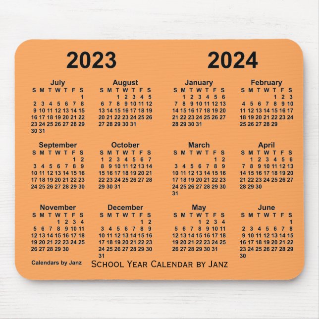 Mousepad Calendário do Ano Escolar 2023-2024 por Janz Sandy (Frente)