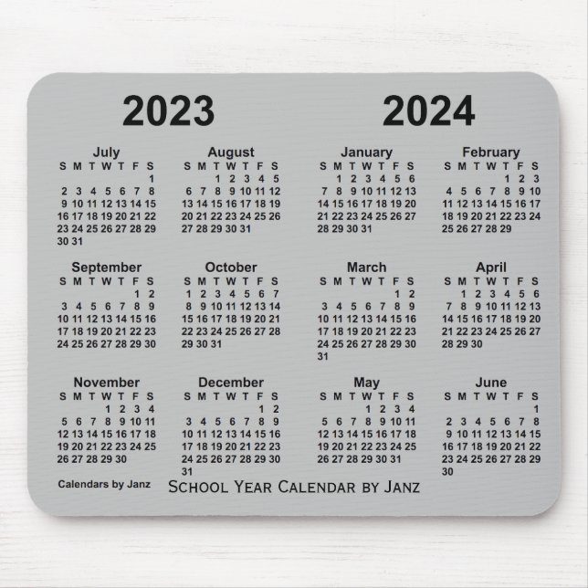 Mousepad Calendário do Ano Escolar 2023-2024 por Janz Silve (Frente)