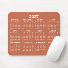 Mousepad Calendário do Ano Inteiro 2027 Moderno Terracota B