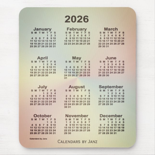 Mousepad Calendário do Arco-Íris San Telmo 2026 por Janz (Frente)