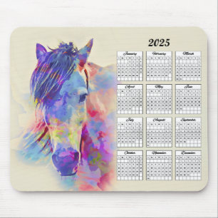 Mousepad Calendário do Cavalo de Abstrato de 2025