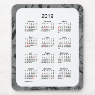 Mousepad Calendário do feriado da arte 2019 preta pelo