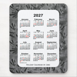 Mousepad Calendário do feriado da arte 2027 preta por Janz