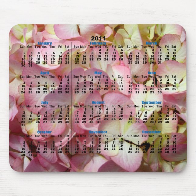 Mousepad Calendário do Hydrangea (Frente)