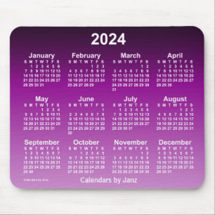 Mousepad Calendário do Neon Roxo 2024 desbotado por Janz M
