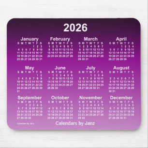 Mousepad Calendário do Neon Roxo 2026 desbotado por Janz Mo