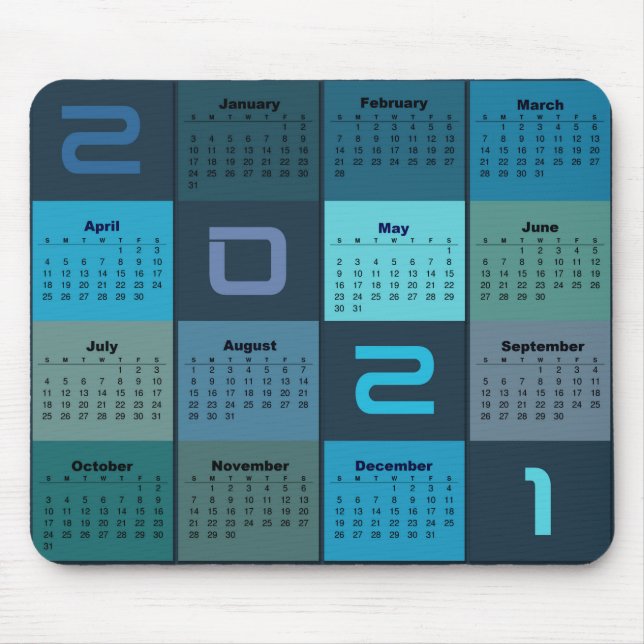 Mousepad Calendário do Pad do Mouse 2021 (Frente)