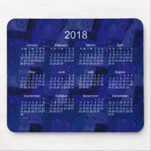 Mousepad Calendário dos retalhos de 2018 azuis marinhos po