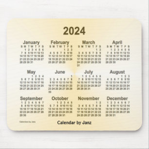 Mousepad Calendário Dourado de 2024 por Janz