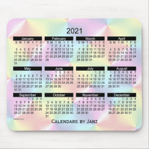 Mousepad Calendário dourado de Satin Rainbow 2021 por Janz