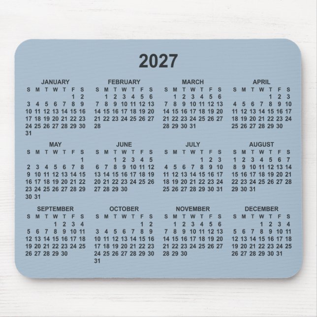 Mousepad Calendário Dusty Blue 2027 (Frente)