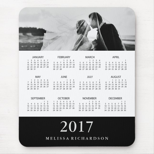 Mousepad Calendário e Foto Moderno de Black Stripe 2017 (Frente)