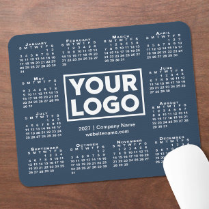 Mousepad Calendário Empresarial Moderno 2027 Azul Marinho