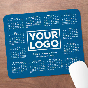 Mousepad Calendário Empresarial Moderno 2027 Logo Azul
