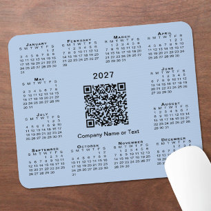 Mousepad Calendário Empresarial QR Code Azul Claro Simples