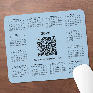 Mousepad Calendário Empresarial QR Code Azul Claro Simples