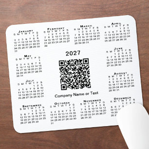 Mousepad Calendário Empresarial QR Code Branco Simples 2027