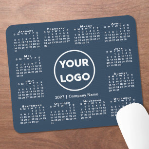 Mousepad Calendário Empresarial Simples 2027 Logo em Azul M