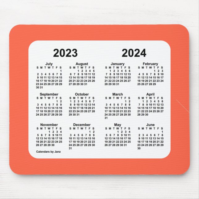 Mousepad Calendário escolar 2023-2024 por Janz Tomato Red (Frente)